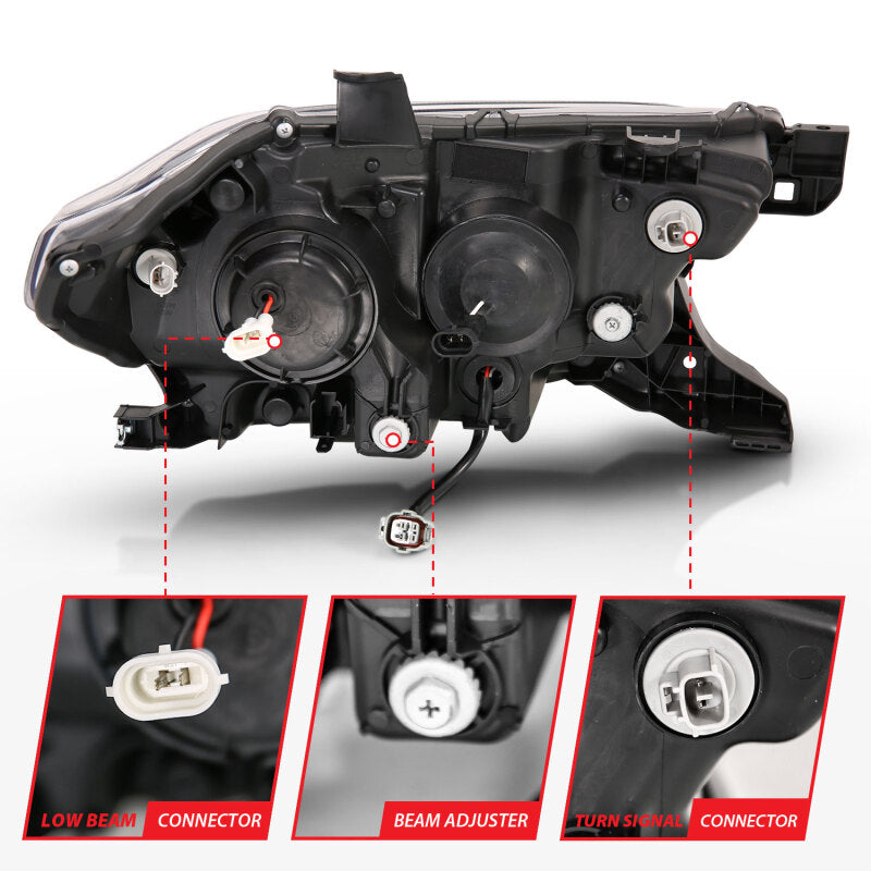 ANZO 111397 2016-2017 Toyota Tacoma Projector Headlights w/ Plank Style Switchback Black w/ Amber w/ DRL