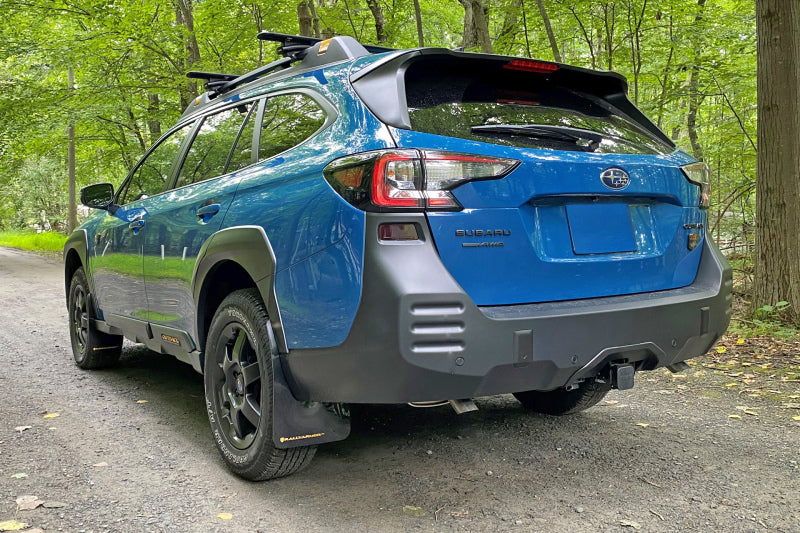 Rally Armor MF76-UR-BLK/WOR 22-25 Subaru Outback Wilderness Black Mud Flap Wild Orange Logo