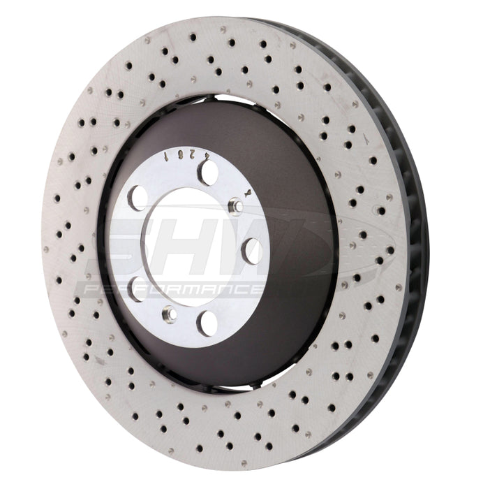 SHW Performance PFR41487 SHW 14-19 Porsche 911 GT3 4.0L w/o Ceramic Brake Right Front Drill-Dimp LW Brake Rotor (99135140681)