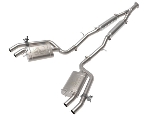 aFe 49-37024 22-23 Kia Stinger L4-2.5L Turbo Gemini XV 3in to Dual 2-1/2in Cat-Back Exhaust System w/ Cut-Out