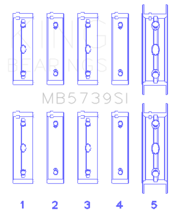 King Engine Bearings MB5739SI Subaru EJ20/EJ22/EJ25 Bi-Metal Silicon Aluminum Main Bearing Set - Size +.002mm