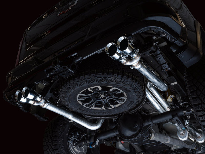 AWE Tuning 3015-42284 22-23 GMC Sierra 1500 AT4X 6.2L 0FG Catback Split Dual (Flat Bumper) - Chrome Silver Tips