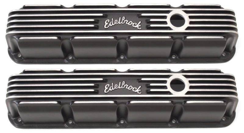 Edelbrock EDE41773 SBM Classic Finned V/C's - Black