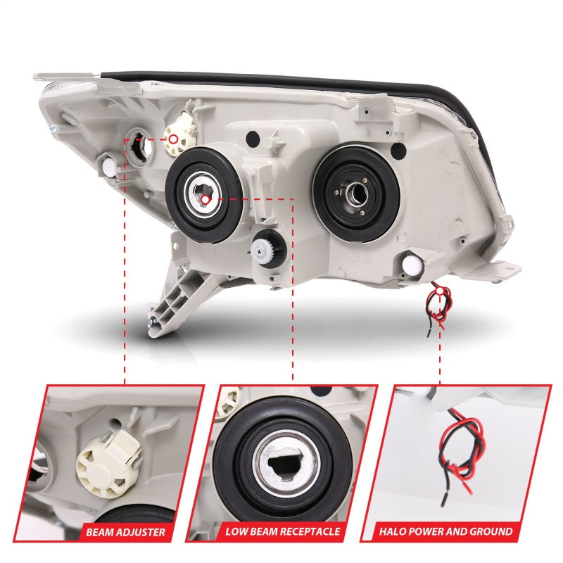 ANZO 111320 2006-2009 Toyota 4Runner Projector Headlights w/ Halo Black