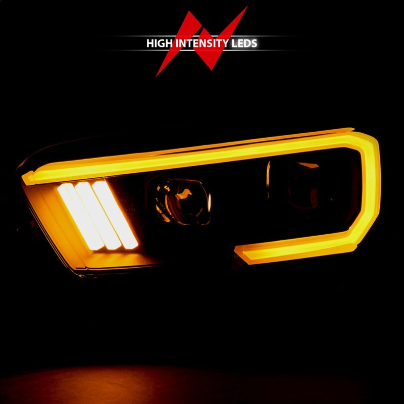 ANZO 111397 2016-2017 Toyota Tacoma Projector Headlights w/ Plank Style Switchback Black w/ Amber w/ DRL