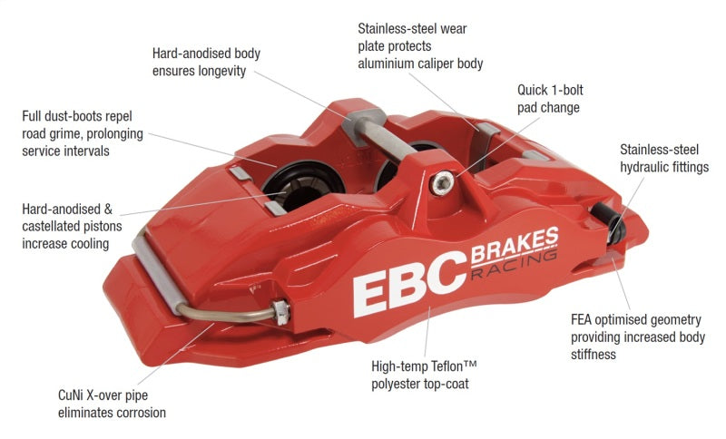 EBC BC4103YEL-L Racing 05-11 Ford Focus ST (Mk2) Front Left Apollo-4 Yellow Caliper