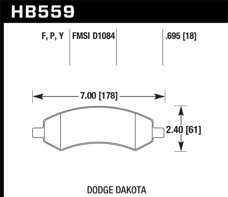 Hawk Performance HB559P.695 Hawk 06-16 Dodge RAM 1500 / 06-10 Mitsubishi Raider Super Duty Front Brake Pads