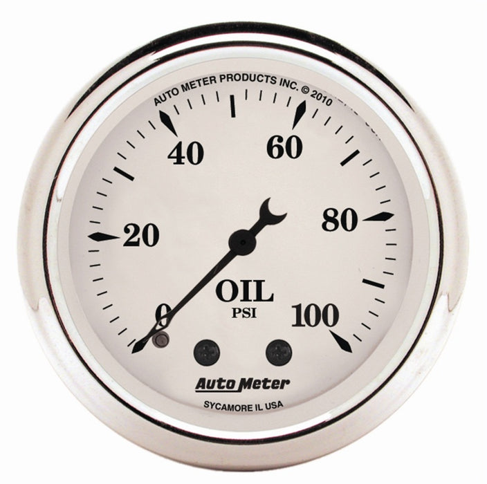 AutoMeter 1621 Gauge Oil Press 2-1/16in. 100PSI Mech Old Tyme White