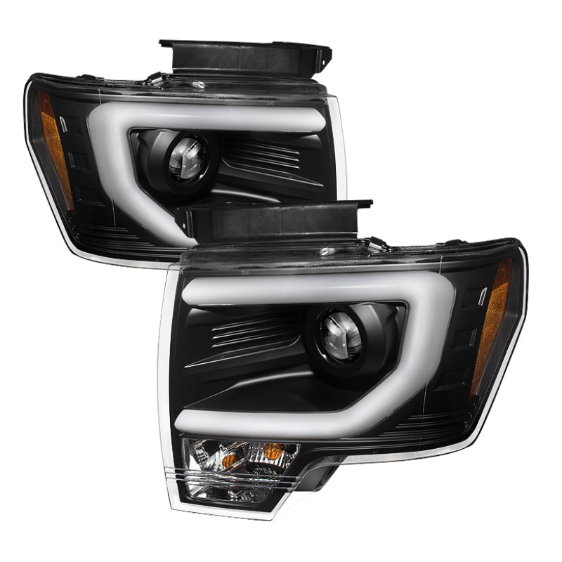 SPYDER 5077592 Spyder Ford F150 09-14 Projector Headlights Halogen Model- Light Bar DRL Blk PRO-YD-FF15009-LBDRL-BK