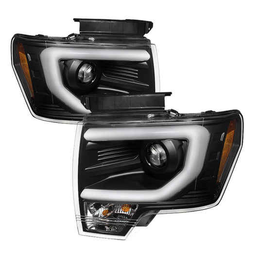 SPYDER 5077592 Spyder Ford F150 09-14 Projector Headlights Halogen Model- Light Bar DRL Blk PRO-YD-FF15009-LBDRL-BK