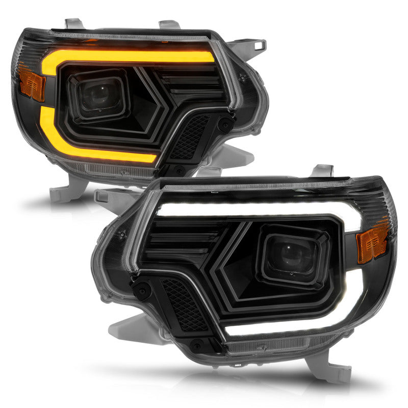 ANZO 111556 12-15 Toyota Tacoma Projector Headlights - w/ Light Bar Switchback Black Housing