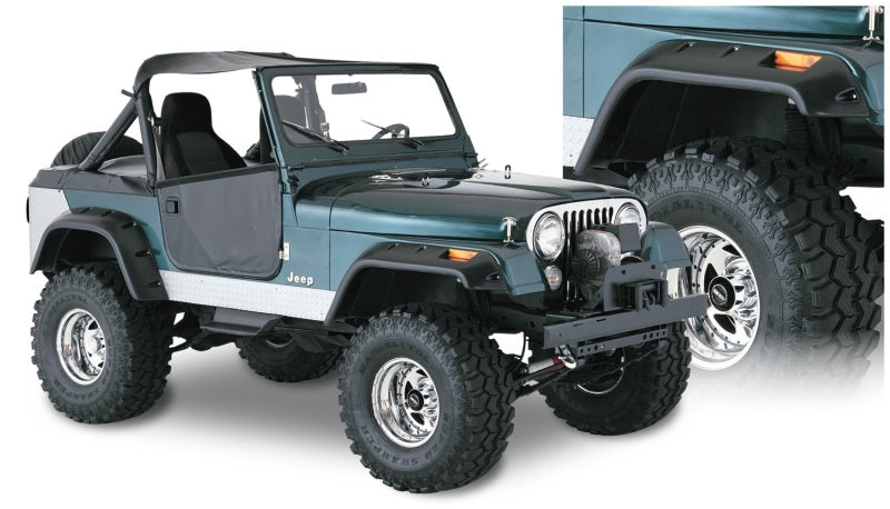 Bushwacker 10910-07 59-83 Jeep CJ5 Cutout Style Flares 4pc - Black