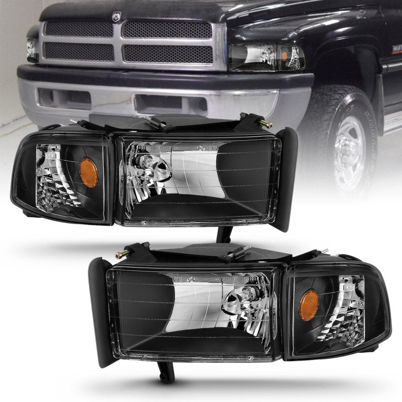 ANZO 111067 1994-2001 Dodge RAM Crystal Headlights Black