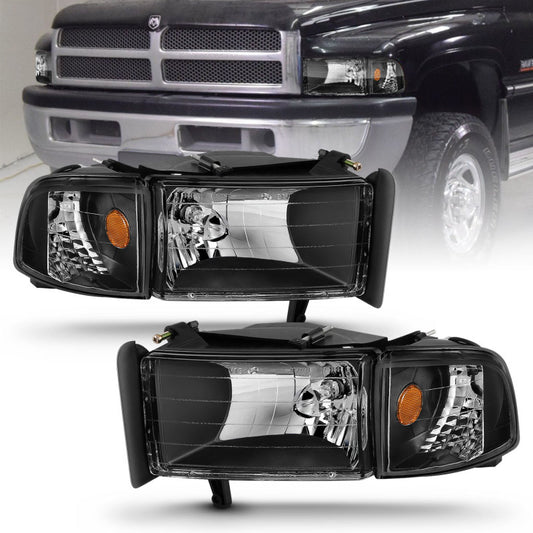 ANZO 111067 1994-2001 Dodge RAM Crystal Headlights Black