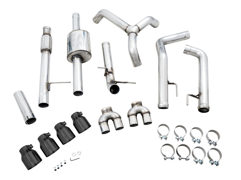AWE Tuning 3015-43202 4th Gen GM 1500 5.3L 0FG Catback Split Rear Exit (w/ Bumper Cutouts) - Quad Diamond Tips