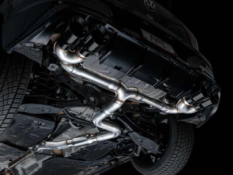 AWE Tuning 3020-43658 AWE MK8 Volkswagen Golf R 3in Track Edition Quad Exhaust - Diamond Black Tips