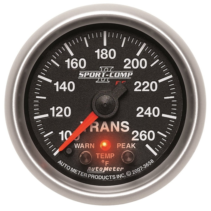 AutoMeter 3658 Autometer Elite 52.4mm 100-260F Transmission Temprature Peak & Warn w/ Electronic Control Gauge