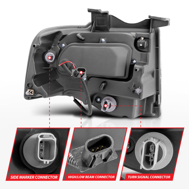 ANZO 111113 2007-2014 Ford Expedition Projector Headlights w/ Halo Black