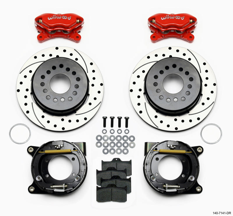 Wilwood 140-7141-DR Forged Dynalite P/S P-B Kit Drilled-Red Chevy 12 Bolt w/ C-Clips