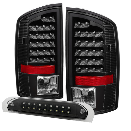 SPYDER 9032769 xTune Dodge RAM 02-06 1500 LED Tail Light w/ LED 3rd Brake Lamps- Black ALT-JH-DR02-LED-SET-BK