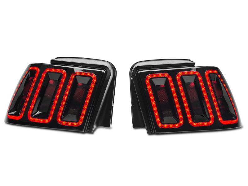 Raxiom 100807 99-04 Ford Mustang Excluding 99-01 Cobra Icon LED Tail Lights- Black Housing (Smoked Lens)