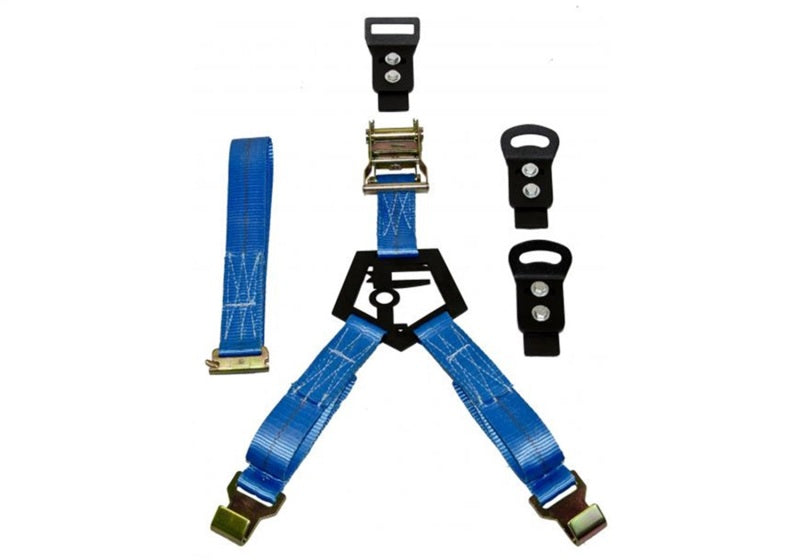 N-Fab BM1TSBL Bed Mounted Rapid Tire Strap Universal - Gloss Black - Blue Strap