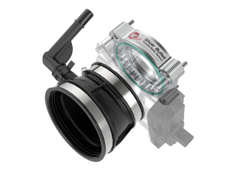 aFe 46-34017 2020 Vette C8 Silver Bullet Aluminum Throttle Body Spacer Works w/ Factory Intake Only - Silver
