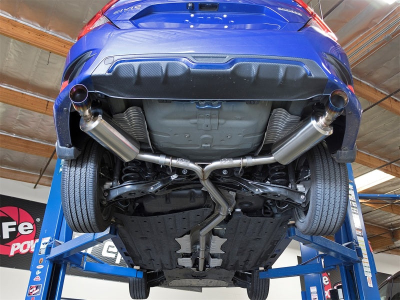 aFe 49-36615-L POWER Takeda 16-17 Honda Civic I4-1.5L (t) 2.5-2.25in 304 SS CB Dual-Exit Exhaust Blue Tips