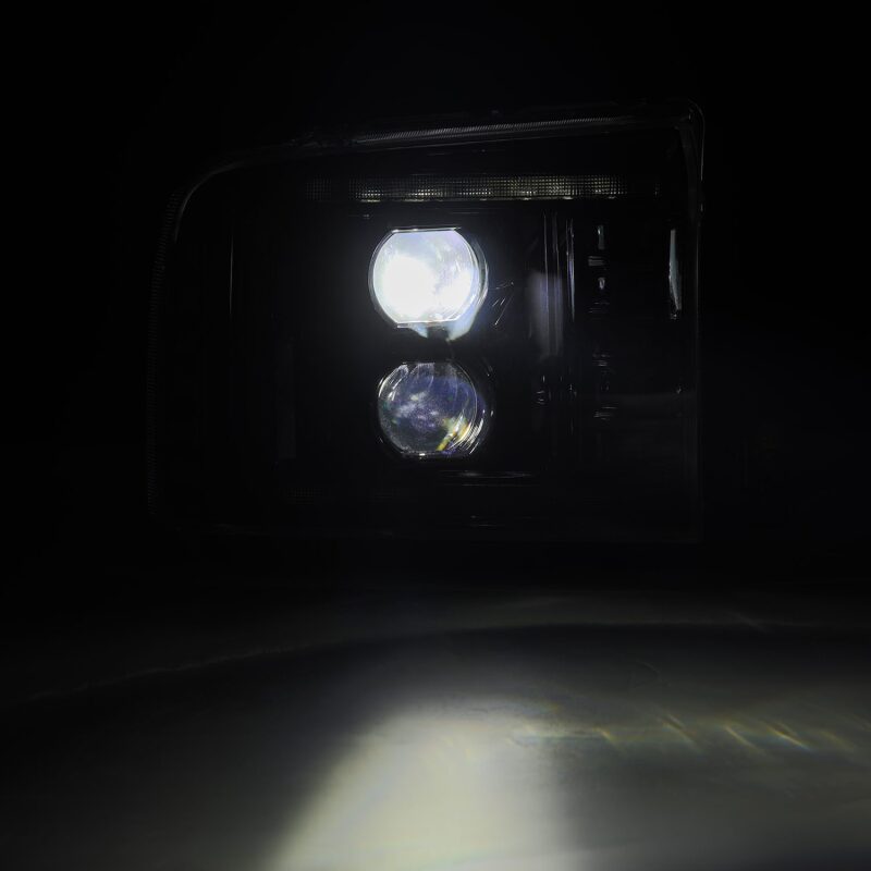 AlphaRex 880317 05-07 Ford F250/350/450/550 Super Duty LUXX LED Proj HL Blk w/Actv Light & Seq Sig + SB DRL