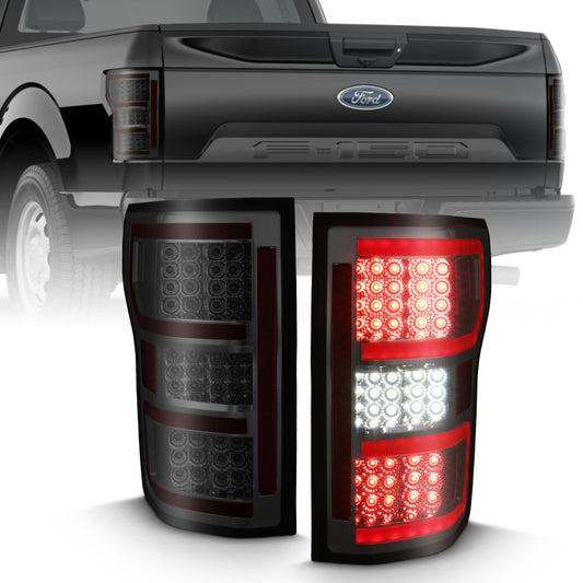 ANZO 311315 2018-2019 Ford F-150 LED Taillight Smoke (Red Light Bar) (w/ Sequential)