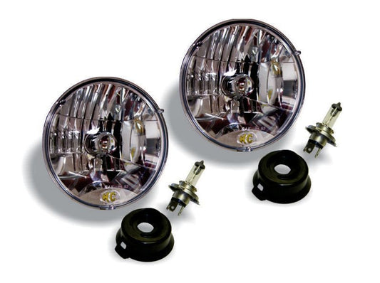 KC HiLiTES 42301 Universal/97-06 Jeep TJ 7in. Halogen H4 DOT Headlight 55/60w Lexan (Pair Pack System)