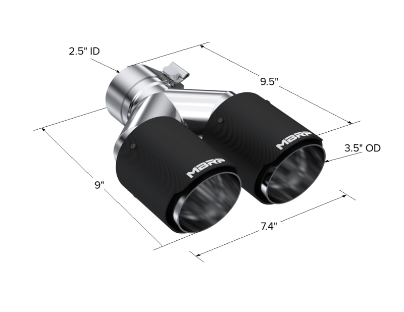 MBRP T5171CF Universal Carbon Fiber Dual Tip 3.5in OD/2.5in Inlet