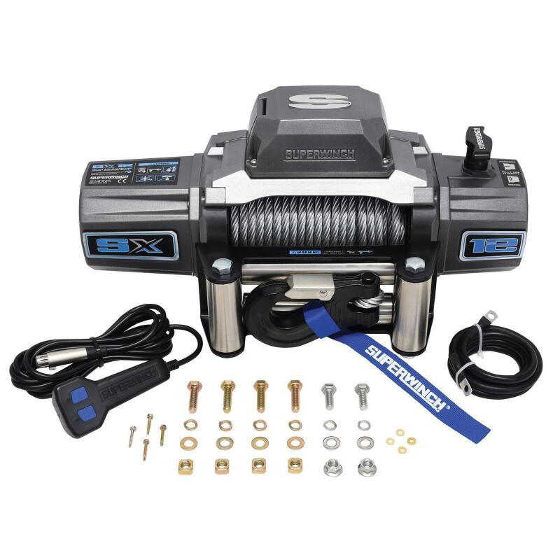 Superwinch 1712200 12000 LBS 12V DC 3/8in x 85ft Wire Rope SX 12000 Winch - Graphite