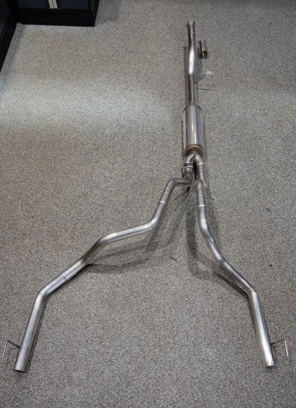 MBRP S50593CF 21-24 Chevrolet Suburban XL 5.3L 3in T304 SS 2.5in Dual Split Carbon Fiber Cat-back