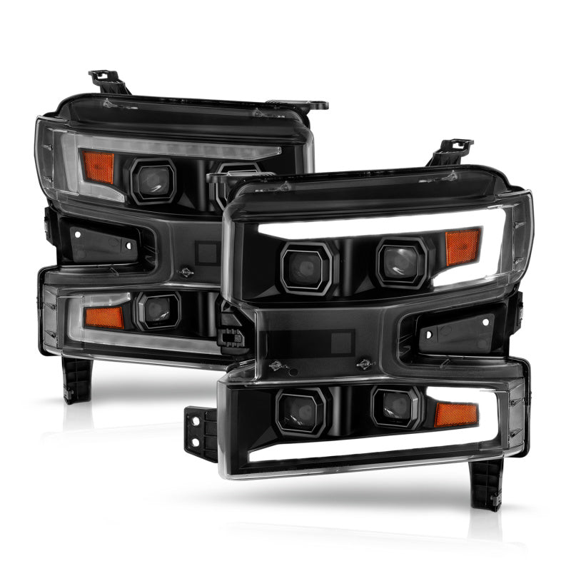 ANZO 111566-R 19-22 Chevrolet Silverado 1500 LED Proj HL w/Lgt Bar SwBk Seq. Blk w/In. Light - Passenger Side