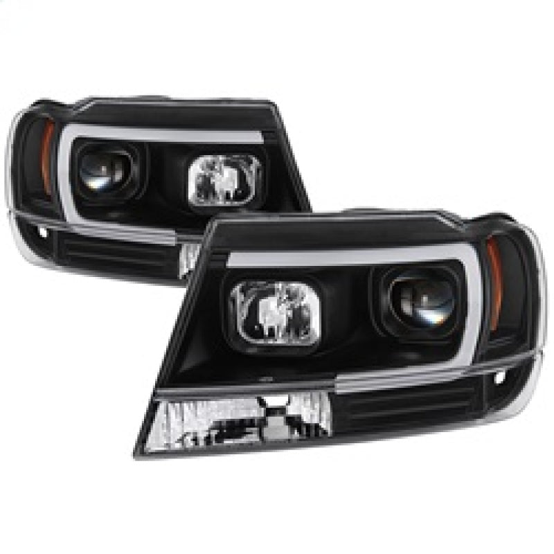 SPYDER 5085221 Spyder 99-04 Jeep Grand Cherokee Projector Headlights - Light Bar DRL LED - Black