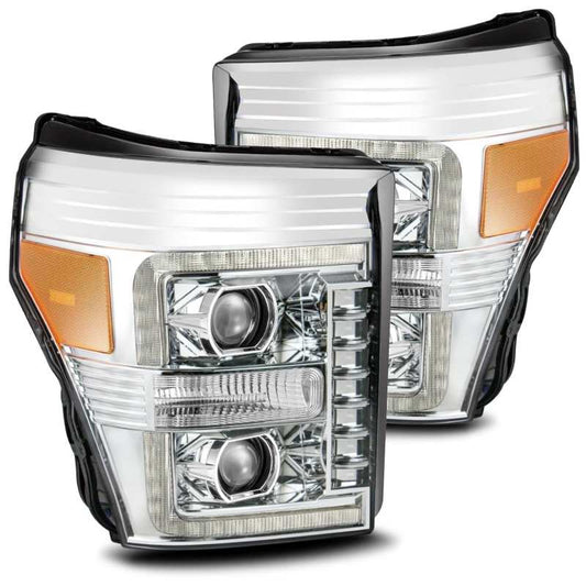 AlphaRex 880141 11-16 Ford F-250 SD PRO-Series Projector Headlights Plank Style Design Chrome w/Seq Signal