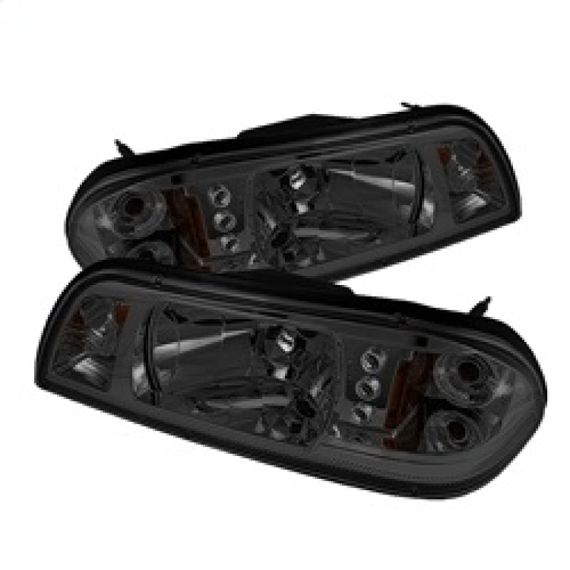 SPYDER 5016805 Spyder Ford Mustang 87-93 1PC LED (Replaceable LEDs)Crystal Headlights Black HD-YD-FM87-1PC-LED-SM