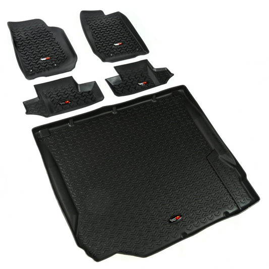 Rugged Ridge 12988.02 Floor Liner Front/Rear/Cargo Black 2007-2010 Jeep Wrangler JK 2 Dr