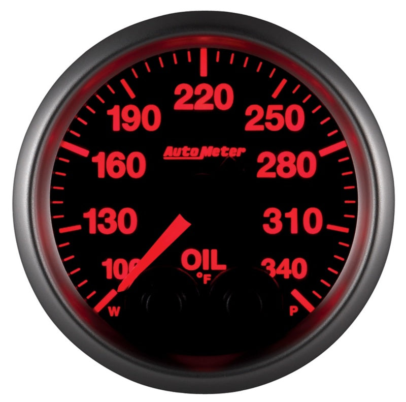 AutoMeter 5640 Autometer Elite 52mm 100-340 Deg F Oil Temp Peak & Warn w/ Electronic Control Gauge
