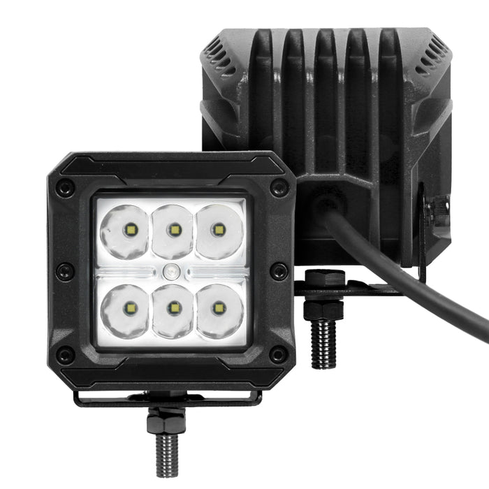 Go Rhino 751803023SCS Xplor Bright Series Cube LED Spot Light Kit (Surface/Threaded Stud Mount) 3x3 - Blk (Pair)