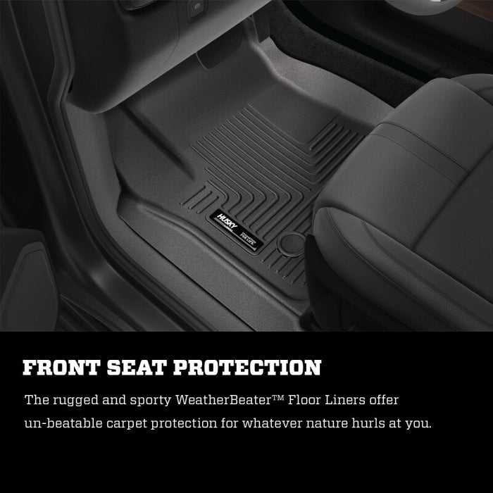Husky Liners 94031 19-23 GMC Sierra 1500 Double Cab Weatherbeater Black Front & 2nd Seat Floor Liners