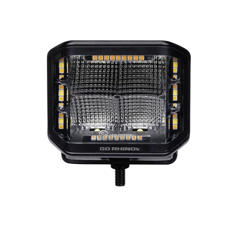 Go Rhino 750700322FCS Xplor Blackout Combo Series Cube Sideline LED Flood Lights w/Amber 4x3 - Blk (Pair)