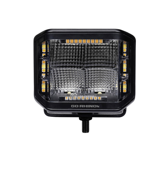 Go Rhino 750700322FCS Xplor Blackout Combo Series Cube Sideline LED Flood Lights w/Amber 4x3 - Blk (Pair)