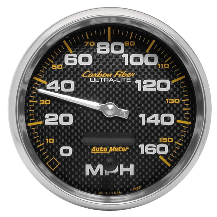 AutoMeter 4889 Autometer Carbon Fiber Series 5-inch 160 MPH Elec. Programmable Speedometer