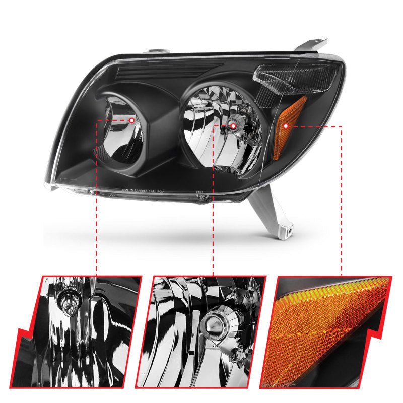 ANZO 111394 2003-2005 Toyota 4Runner Crystal Headlights Black