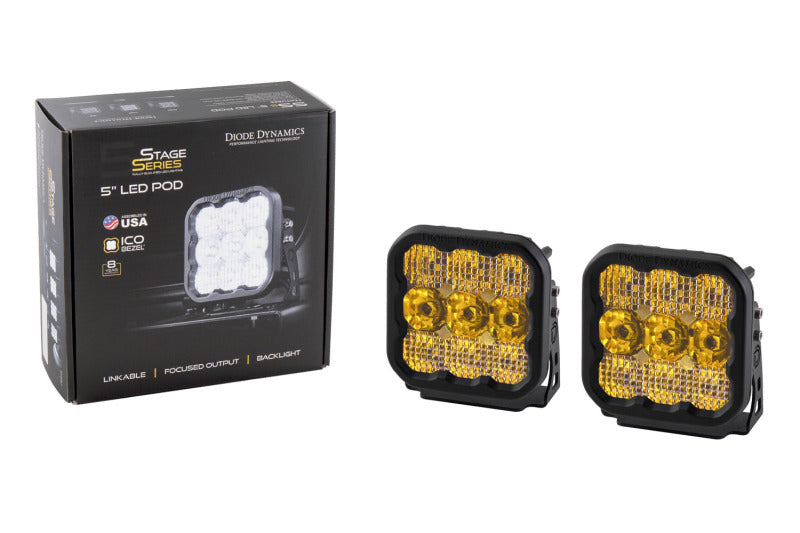 Diode Dynamics DD6781P SS5 LED Pod Sport - Yellow Driving (Pair)