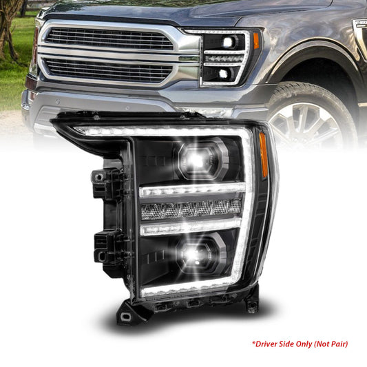 ANZO 111594-L 21-23 Ford F150 LED Projector Headlight w/Switchback+Sequential - Black (Driver Side Only)