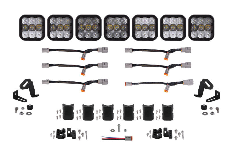 Diode Dynamics DD7246 SS5 Pro Universal CrossLink 7-Pod Lightbar - White Combo