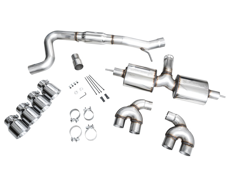 AWE Tuning 3015-42658 AWE MK8 Volkswagen Golf R 3in Touring Edition Quad Exhaust - Chrome Silver Tips